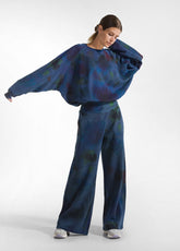 ALLOVER PALAZZO SWEATPANTS - MULTICOLOR - PAINTED BLUE | DEHA