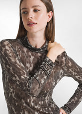 T-SHIRT COLLO ALTO STAMPATA IN LYOCELL GRIGIO - Top & T-Shirts - Outlet | DEHA