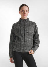 FELPA JACQUARD A QUADRI CON ZIP NERO - Felpe e Maglie - Outlet | DEHA