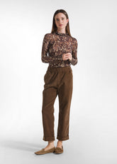 PANTALONE DRITTO IN VELLUTO LISCIO MARRONE - Outlet | DEHA