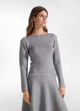 PULLOVER BICOLOR SCOLLO BARCHETTA GRIGIO - Felpe e Maglie - Outlet | DEHA