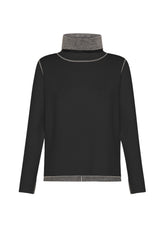 PULLOVER BICOLORE COLLO ALTO NERO - Outlet | DEHA