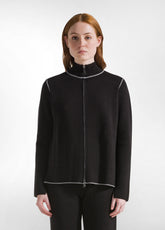 CARDIGAN BICOLORE CON ZIP NERO | DEHA