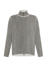 CARDIGAN BICOLORE CON ZIP GRIGIO | DEHA