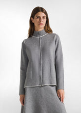 CARDIGAN BICOLORE CON ZIP GRIGIO | DEHA