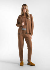 PANTALONE A MAGLIA BICOLOR MARRONE | DEHA