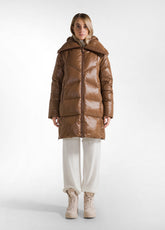 PIUMINO MIDI CON CAPPUCCIO MARRONE - Piumini - Outlet | DEHA