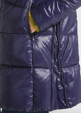 MIDI DOWN JACKET WITH HOOD BLUE - NIGHT BLUE | DEHA