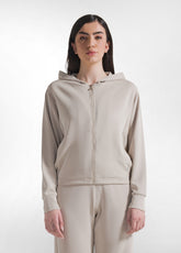 SOFT TOUCH FULL ZIP HOODIE - BEIGE - BEIGE | DEHA