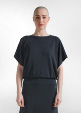 SOFT TOUCH HALF SLEEVES SWEATSHIRT - BLACK - BLACK | DEHA