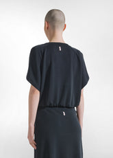 SOFT TOUCH HALF SLEEVES SWEATSHIRT - BLACK - BLACK | DEHA