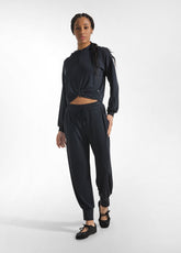 FELPA CON NODO IN JERSEY MODAL NERO - BLACK | DEHA