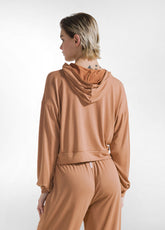 FELPA CON NODO IN JERSEY MODAL MARRONE - AMBER BROWN | DEHA