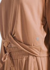 FELPA CON NODO IN JERSEY MODAL MARRONE - AMBER BROWN | DEHA