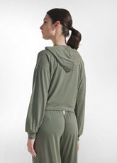 KNOTTED MODAL JERSEY HOODIE - GREEN - SAGE GREEN | DEHA