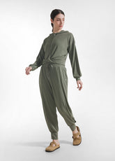 KNOTTED MODAL JERSEY HOODIE - GREEN - SAGE GREEN | DEHA