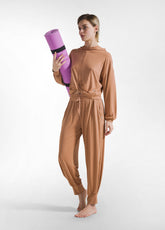 PANTALONE JOGGER IN JERSEY MODAL MARRONE - AMBER BROWN | DEHA