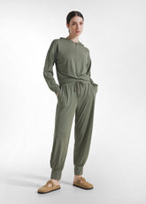 MODAL JERSEY JOGGER PANTS - GREEN - Pants - Outlet | DEHA