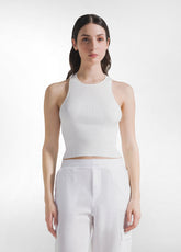 TOP A COSTE IN MAGLIA DI RAYON BIANCO - MILK WHITE | DEHA