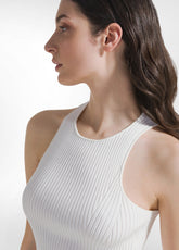 TOP A COSTE IN MAGLIA DI RAYON BIANCO - MILK WHITE | DEHA