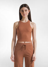 TOP A COSTE IN MAGLIA DI RAYON MARRONE - AMBER BROWN | DEHA