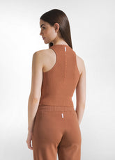 TOP A COSTE IN MAGLIA DI RAYON MARRONE - AMBER BROWN | DEHA