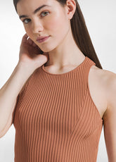 TOP A COSTE IN MAGLIA DI RAYON MARRONE - AMBER BROWN | DEHA