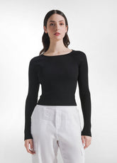 RAYON KNITTED WRAP SWEATER - BLACK - BLACK | DEHA