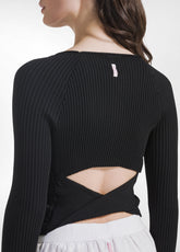 RAYON KNITTED WRAP SWEATER - BLACK - BLACK | DEHA