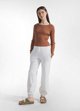 RAYON KNITTED JOGGER PANTS - WHITE - Pants - Outlet | DEHA