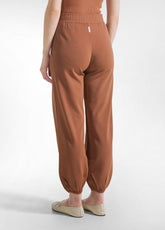 RAYON KNITTED JOGGER PANTS - BROWN - AMBER BROWN | DEHA
