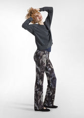 PANTALONE FLUIDO IN VISCOSA STAMPATA NERO - BLACK | DEHA