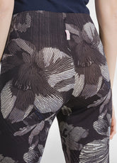 PANTALONE FLUIDO IN VISCOSA STAMPATA NERO - BLACK | DEHA