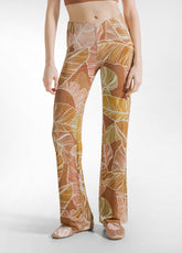 PANTALONE FLUIDO IN VISCOSA STAMPATA MARRONE - BROWN LEAVES | DEHA
