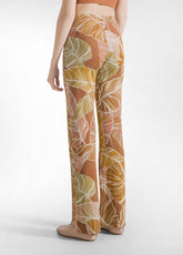 PANTALONE FLUIDO IN VISCOSA STAMPATA MARRONE - BROWN LEAVES | DEHA