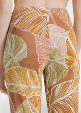 PANTALONE FLUIDO IN VISCOSA STAMPATA MARRONE - BROWN LEAVES | DEHA