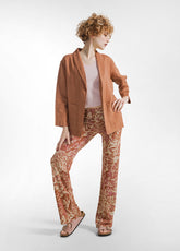 ALLOVER VISCOSE FLUID PANTS - BRAUN - CORAL PINK LEAVES | DEHA