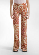 ALLOVER VISCOSE FLUID PANTS - BRAUN - CORAL PINK LEAVES | DEHA