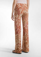 ALLOVER VISCOSE FLUID PANTS - BRAUN - CORAL PINK LEAVES | DEHA