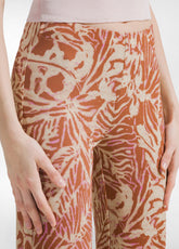 ALLOVER VISCOSE FLUID PANTS - BRAUN - CORAL PINK LEAVES | DEHA