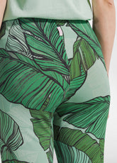 PANTALONE FLUIDO IN VISCOSA STAMPATA VERDE - GREEN LEAVES | DEHA