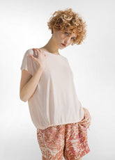 VISKOSE T-SHIRT WITH DRAWSTRING - PINK - LIGHT PINK | DEHA