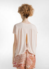 VISKOSE T-SHIRT WITH DRAWSTRING - PINK - LIGHT PINK | DEHA