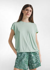 VISKOSE T-SHIRT WITH DRAWSTRING - GREEN - WATER GREEN | DEHA