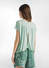 VISKOSE T-SHIRT WITH DRAWSTRING - GREEN - WATER GREEN | DEHA