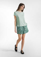 VISKOSE T-SHIRT WITH DRAWSTRING - GREEN - WATER GREEN | DEHA