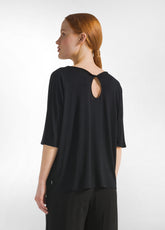 T-SHIRT FLUIDA IN VISCOSA NERO - BLACK | DEHA
