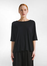 T-SHIRT FLUIDA IN VISCOSA NERO - BLACK | DEHA