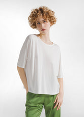 VISKOSE KEY-HOLE LOOSE T-SHIRT - WHITE - DEHA ESSENTIALS | DEHA