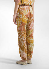 ALLOVER SATIN JOGGER PANTS - BROWN - BROWN LEAVES | DEHA